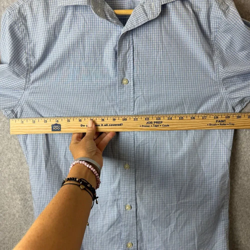 Banana Republic Button Down Shirts Mens Size Small Blue Check Non Iron Cotton